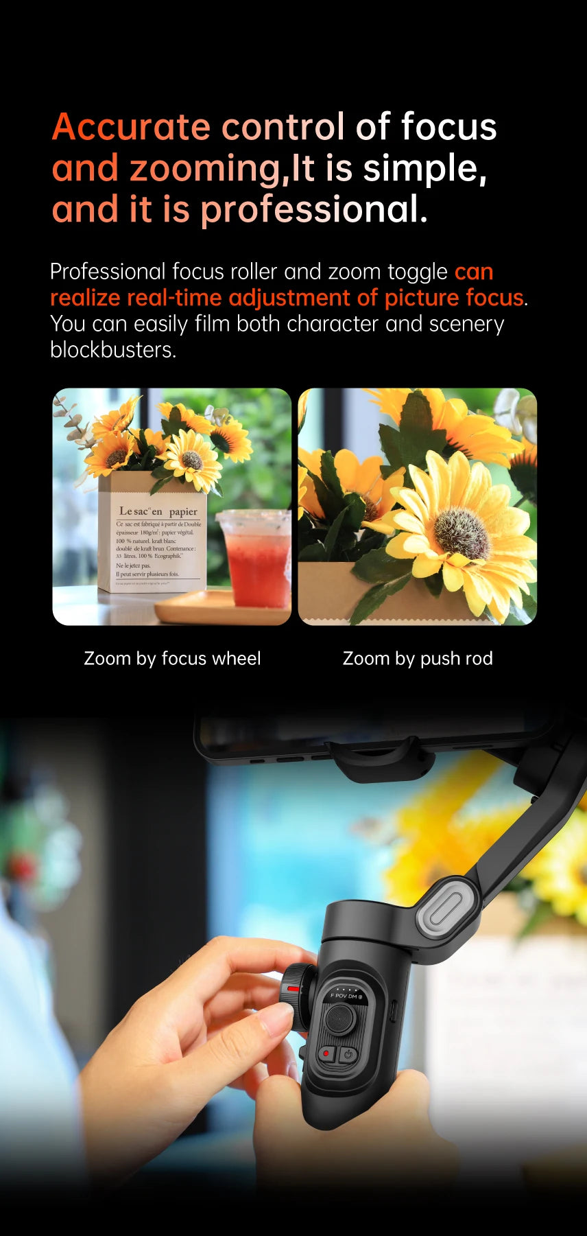 AOCHUAN 3-Axis Handheld Gimbal Stabilizer SmartXE for Smartphone for iPhone Android AI Face Tracking TikTok Vlog