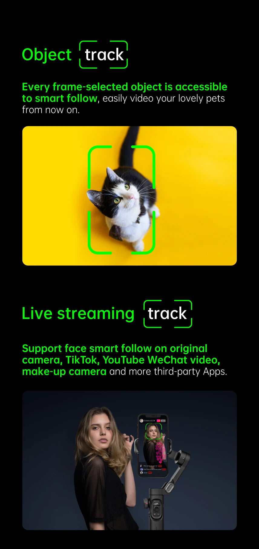 AOCHUAN 3-Axis Handheld Gimbal Stabilizer SmartXE for Smartphone for iPhone Android AI Face Tracking TikTok Vlog